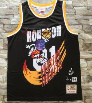 NBA 01 Jack Hoston rockets Maillot noir imprimé